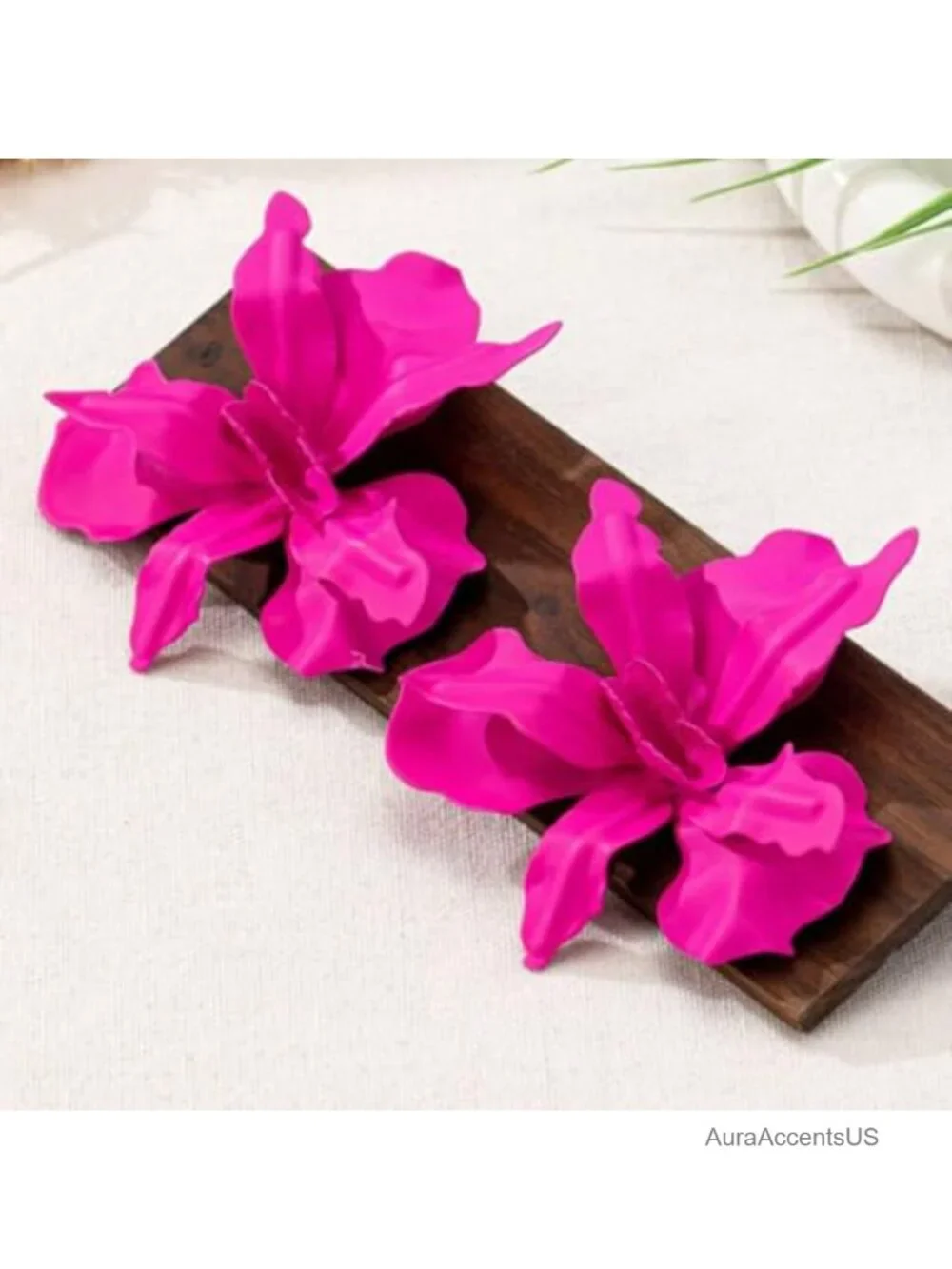 Pink Flower Dangle Drop Earrings for Women, Brass Lever Back, Spring Statement